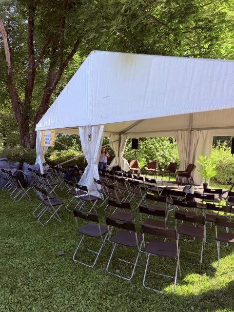 Modulinė balta palapinė 10×5 m nuoma